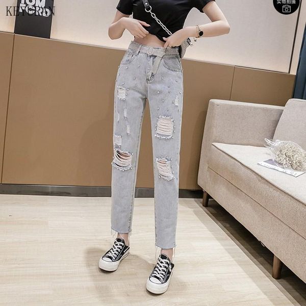 women's jeans loose women summer rhinestone drill beading ripped holes high waist denim pants distressed casual trousers mom, Blue
women's jeans loose women summer rhinestone drill beading ripped holes high waist denim pants distressed casual trousers mom, Blue