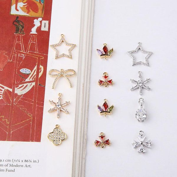 charms diy handmade jewelry real gold electroplating zircon crystal pentagram bowknot snowflake love necklace earring material, Bronze;silver
charms diy handmade jewelry real gold electroplating zircon crystal pentagram bowknot snowflake love necklace earring material, Bronze;silver