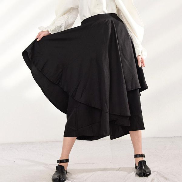 women's pants & capris waist high elastic black irregular layers wide leg trousers loose fit women fashion tide spring autumn 2021 a641, Black;white
women's pants & capris waist high elastic black irregular layers wide leg trousers loose fit women fashion tide spring autumn 2021 a641, Black;white
