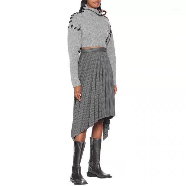 women's sweaters zoulv 2022 winter personalized high street hand-strung rope half-high collar loose casual short knitted pullover women, White;black
women's sweaters zoulv 2022 winter personalized high street hand-strung rope half-high collar loose casual short knitted pullover women, White;black