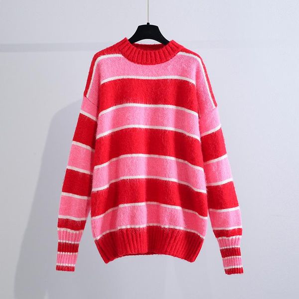 women's sweaters striped patchwork knitted women sweater pullovers autumn winter 2021 loose o-neck female pulls outwear coats, White;black
women's sweaters striped patchwork knitted women sweater pullovers autumn winter 2021 loose o-neck female pulls outwear coats, White;black