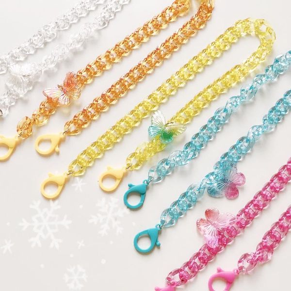 sunglasses frames candy color mask hanging chain transparent acrylic butterfly necklace glasses, Silver
sunglasses frames candy color mask hanging chain transparent acrylic butterfly necklace glasses, Silver