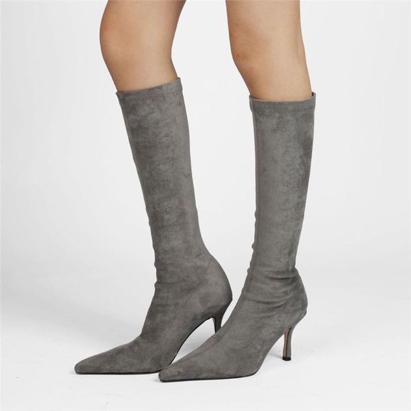 boots faxu suede knee high women pointed toe slim stretch thigh female autumn spring fetish shoes ladies, Black
boots faxu suede knee high women pointed toe slim stretch thigh female autumn spring fetish shoes ladies, Black