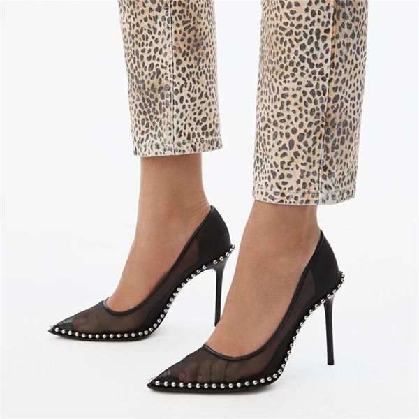 dress shoes women summer mesh party pumps pointed toe high heels stilettos runway design rivet decor, Black
dress shoes women summer mesh party pumps pointed toe high heels stilettos runway design rivet decor, Black