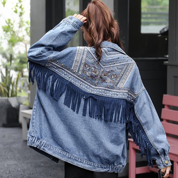women's jackets korea 2021 spring and autumn embroidery tassel denim casual loose thin hong kong style short coat fashion, Black;brown
women's jackets korea 2021 spring and autumn embroidery tassel denim casual loose thin hong kong style short coat fashion, Black;brown