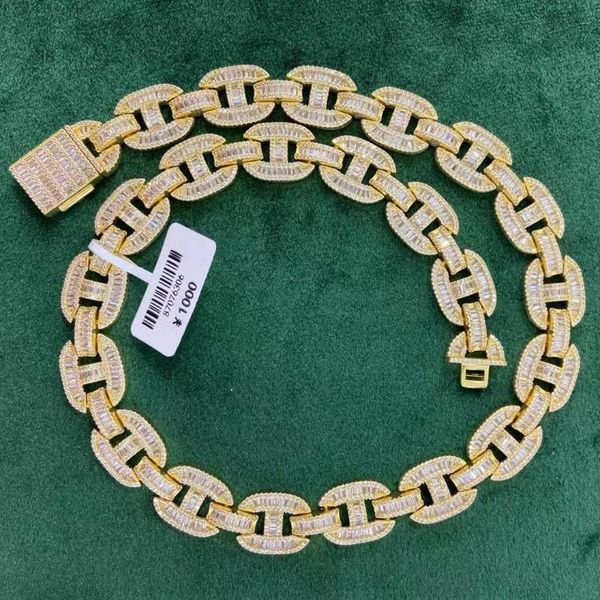 chains 16mm prong baguette curb chain necklace thin and flat white gold link hip hop rappers luxury jewelry gift party, Silver
chains 16mm prong baguette curb chain necklace thin and flat white gold link hip hop rappers luxury jewelry gift party, Silver