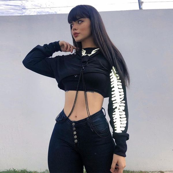 women's hoodies & sweatshirts autumn reflective bone printing for women short black smock female slim long sleeve hooded pullovers
women's hoodies & sweatshirts autumn reflective bone printing for women short black smock female slim long sleeve hooded pullovers