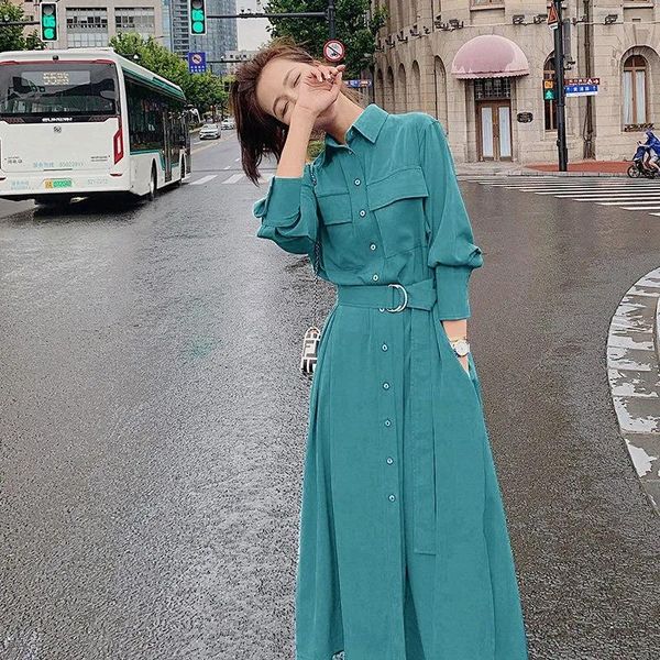 casual dresses ladies lapel button up long dress women party pocket belt sleeve shirt office lady fashion autumn vestidos, Black;gray
casual dresses ladies lapel button up long dress women party pocket belt sleeve shirt office lady fashion autumn vestidos, Black;gray
