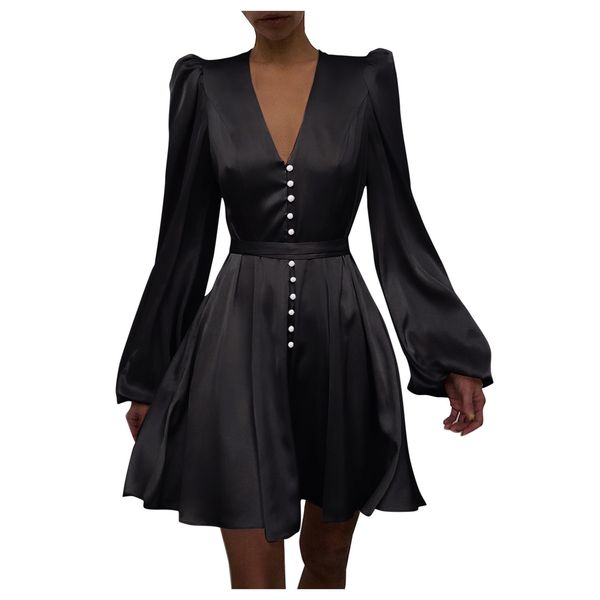 women dress ladies spring fashion casual plain puff sleeve ruffled button long sleeve dress evening party dress vestidos s-2xl, Black;gray
women dress ladies spring fashion casual plain puff sleeve ruffled button long sleeve dress evening party dress vestidos s-2xl, Black;gray
