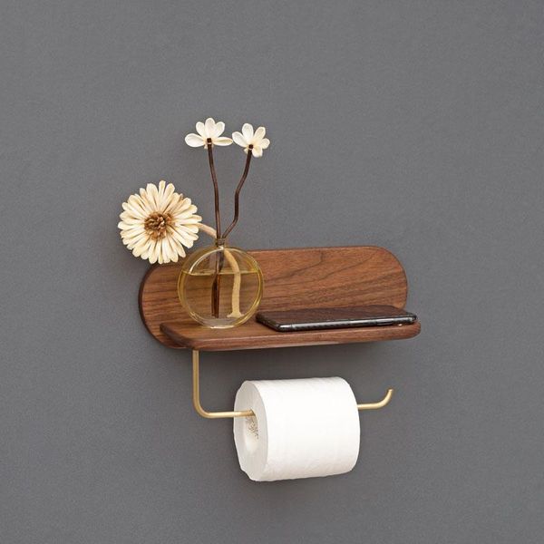 toilet paper holders towel rack non perforated roll walnut