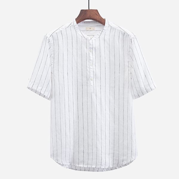 2021 new summer men's striped linen stand collar casual men shirts short-sleeved pure flax mens shirt camisa de marca 4ll1, White
2021 new summer men's striped linen stand collar casual men shirts short-sleeved pure flax mens shirt camisa de marca 4ll1, White