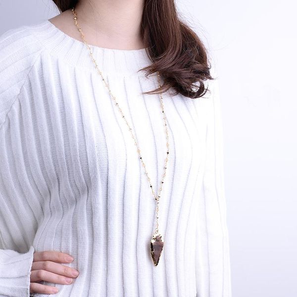 pendant necklaces 2021 fashion druzy arrowhead crystal bead handmade cable chain long necklace nks003, Silver
pendant necklaces 2021 fashion druzy arrowhead crystal bead handmade cable chain long necklace nks003, Silver