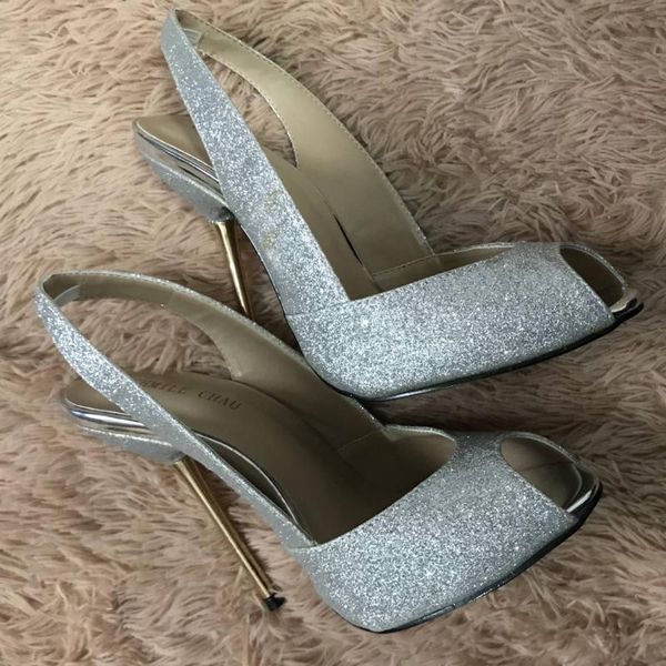 dress shoes silver glitter pumps high heel bridals party women summer peep toe sling back stiletto fish mouth 11cm, Black
dress shoes silver glitter pumps high heel bridals party women summer peep toe sling back stiletto fish mouth 11cm, Black