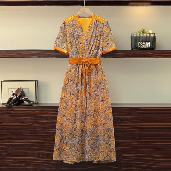 plus size dresses yellow vintage floral print women summer dress 2021 casual v-neck short sleeve a-line chiffon beach midi vestidos cloth, Black
plus size dresses yellow vintage floral print women summer dress 2021 casual v-neck short sleeve a-line chiffon beach midi vestidos cloth, Black