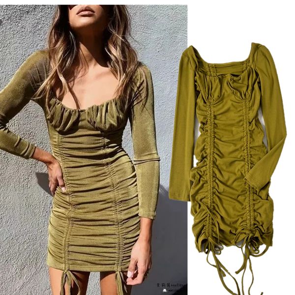 2021 new autumn winter bandage women slim elastic bodycon party vestidos pleated chest drawstring long sleeve yk96, Black;gray
2021 new autumn winter bandage women slim elastic bodycon party vestidos pleated chest drawstring long sleeve yk96, Black;gray