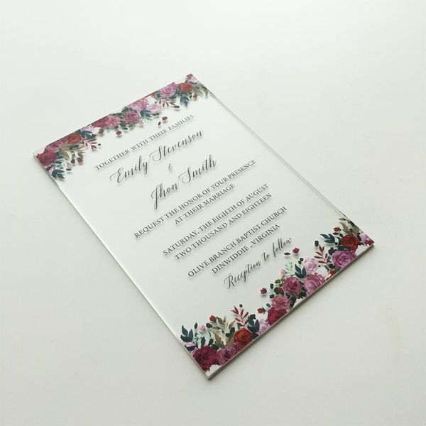 greeting cards 50 pieces per lot unique floral watercolor 5x7inch frosted acrylic wedding invitation card
greeting cards 50 pieces per lot unique floral watercolor 5x7inch frosted acrylic wedding invitation card