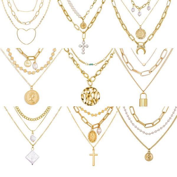 pendant necklaces vintage gold color multilayer big thick chain choker round/elizabeth/horn necklace women hip hop cool jewelry, Silver
pendant necklaces vintage gold color multilayer big thick chain choker round/elizabeth/horn necklace women hip hop cool jewelry, Silver