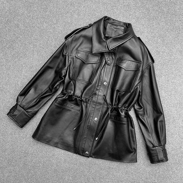 women's trench coats style england genuine leather coat casual drawstring c401, Tan;black
women's trench coats style england genuine leather coat casual drawstring c401, Tan;black