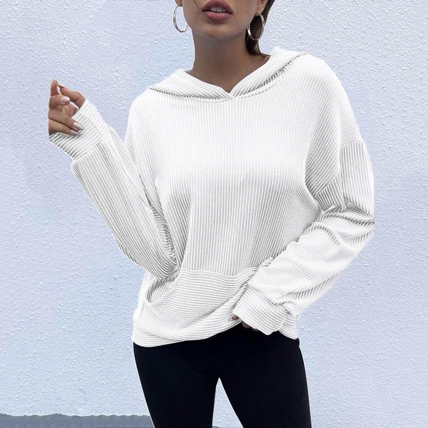 women's blouses & shirts solid color women ribbed blouse casual long sleeve pullover for oversized tunic with pockets 40#, White
women's blouses & shirts solid color women ribbed blouse casual long sleeve pullover for oversized tunic with pockets 40#, White