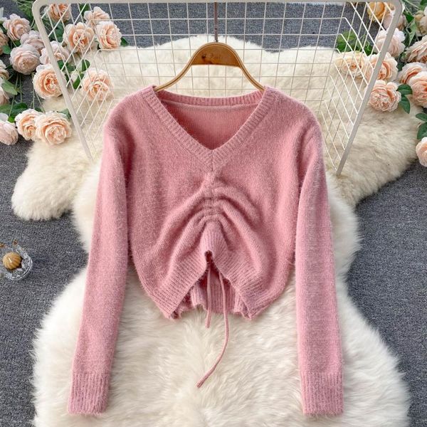 women's sweaters singreiny soft korean knitted sweater women design drawstring slim long sleeve autumn fashion streetwear short pullov, White;black
women's sweaters singreiny soft korean knitted sweater women design drawstring slim long sleeve autumn fashion streetwear short pullov, White;black