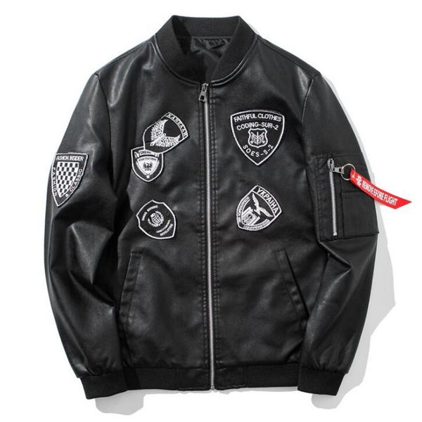 men's leather garment 2021 spring and autumn new pu motorcycle shaping korean edition youth chao embroidery pilot jacket 5jj6, Black
men's leather garment 2021 spring and autumn new pu motorcycle shaping korean edition youth chao embroidery pilot jacket 5jj6, Black