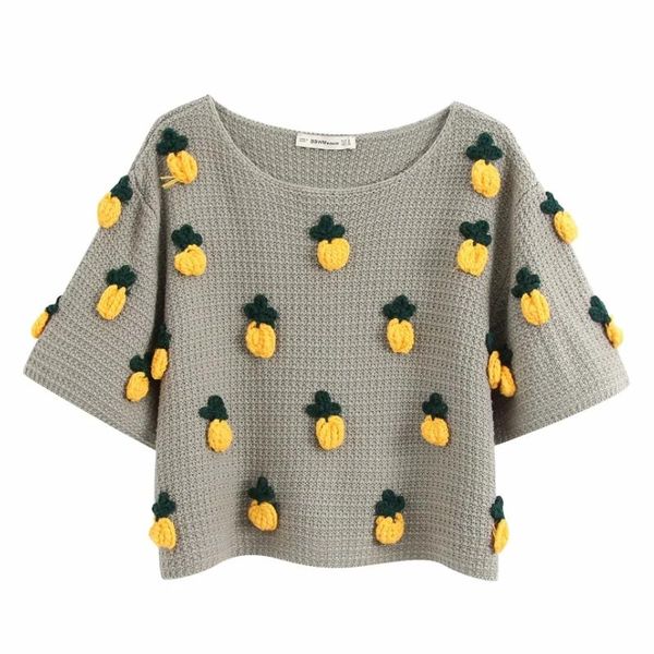 women's sweaters pineapple pattern short sleeve women knitting sweater 2021 fashion leisure lady o neck pullover loose sw718, White;black
women's sweaters pineapple pattern short sleeve women knitting sweater 2021 fashion leisure lady o neck pullover loose sw718, White;black