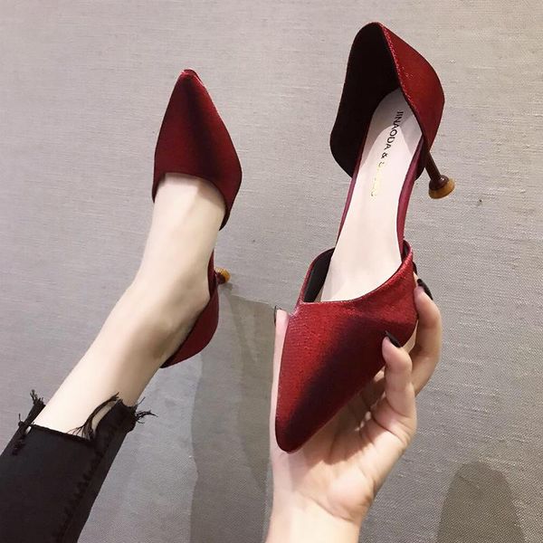 dress shoes women's 2021 spring pointed high heels female stiletto wild single, Black
dress shoes women's 2021 spring pointed high heels female stiletto wild single, Black