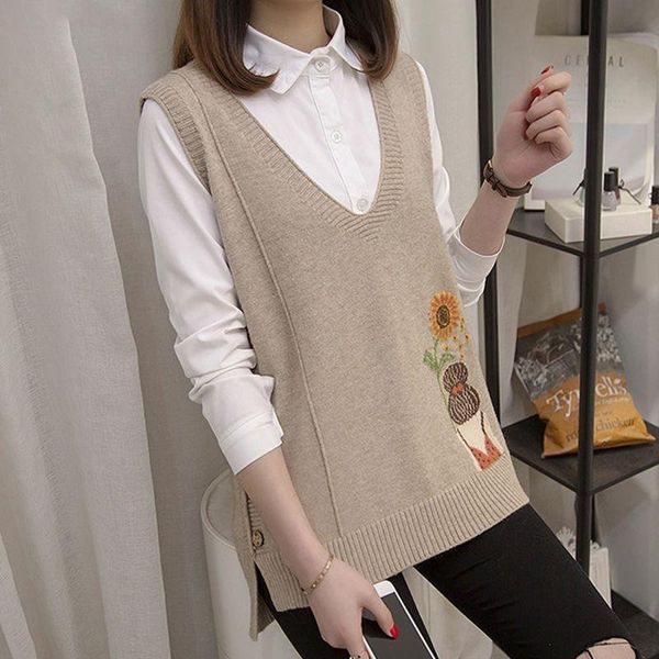 women's vests 2021 spring autumn korean loose cartoon flower jacquard sweater v-neck sleeveless short knit waistcoat vest women clothes, Black;white
women's vests 2021 spring autumn korean loose cartoon flower jacquard sweater v-neck sleeveless short knit waistcoat vest women clothes, Black;white