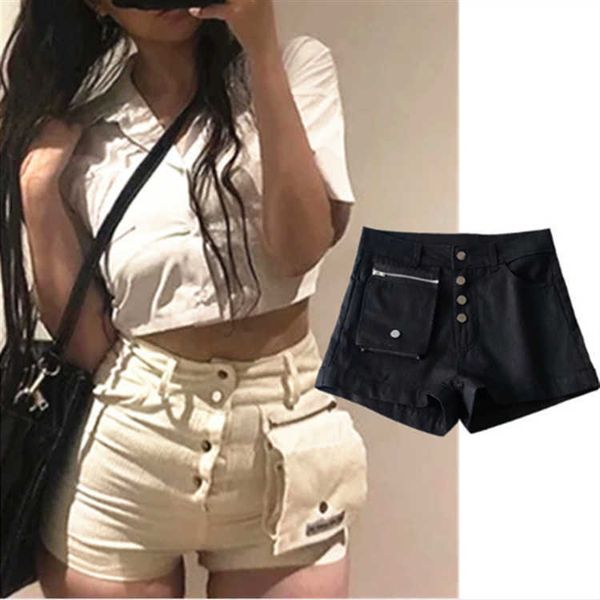 shorts high waist poet decoration tight pants bag buttos single breasted women's summer, White;black
shorts high waist poet decoration tight pants bag buttos single breasted women's summer, White;black