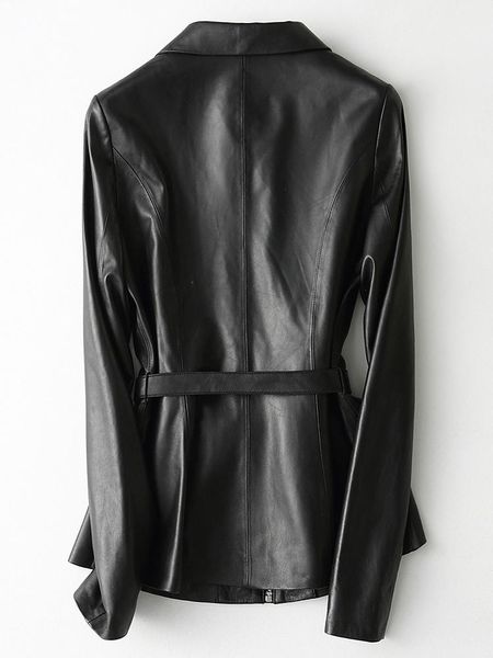 women's leather & faux genuine jacket women clothes 2021 korean real sheepskin coat spring autumn jackets belt slim kqn22103 kj2318, Black
women's leather & faux genuine jacket women clothes 2021 korean real sheepskin coat spring autumn jackets belt slim kqn22103 kj2318, Black