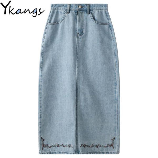 2021 vintage embroider long denim skirt women fashion clothes loose maxi skirts korean casual high waist jeans saia streetwear yxz0, Black
2021 vintage embroider long denim skirt women fashion clothes loose maxi skirts korean casual high waist jeans saia streetwear yxz0, Black