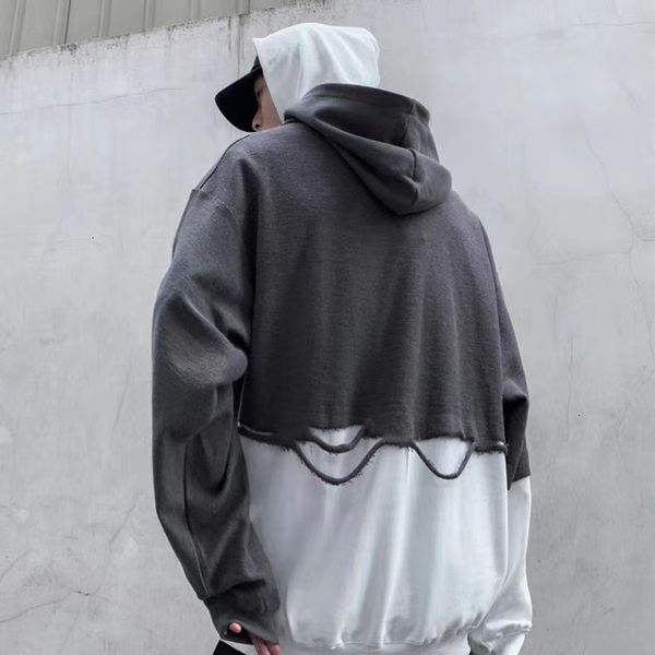 new 2021 high street double hat stitching holes fake two piece hoodies mens oversize pullover color block loose casual sweatshirt hkqh, Black
new 2021 high street double hat stitching holes fake two piece hoodies mens oversize pullover color block loose casual sweatshirt hkqh, Black