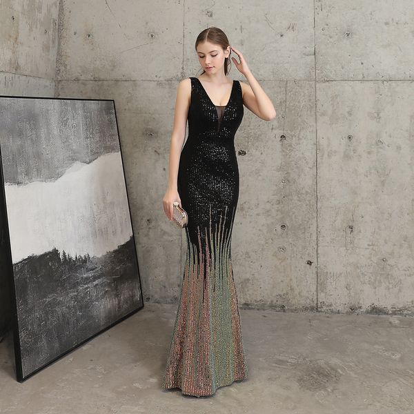 luxury evening party female wedding banquet fashion sequin fishtail women annual meeting host dresses 6sp2, Black;gray
luxury evening party female wedding banquet fashion sequin fishtail women annual meeting host dresses 6sp2, Black;gray