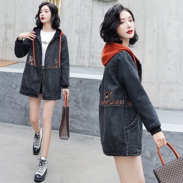 2021 new women's hooded denim jacket, medium long printed letters, loose windbreaker, korean fashion, multi-functional leisure, spring, Tan;black
2021 new women's hooded denim jacket, medium long printed letters, loose windbreaker, korean fashion, multi-functional leisure, spring, Tan;black