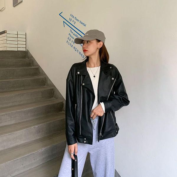 women's leather & faux black motocycle pu jackets women soft large outerwear oversize zipper rivet plus size pocket coats fall
women's leather & faux black motocycle pu jackets women soft large outerwear oversize zipper rivet plus size pocket coats fall