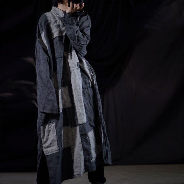 casual dresses johnature women vintage spring loose patchwork dress v-neck 2021 full sleeve clothes plaid, Black;gray
casual dresses johnature women vintage spring loose patchwork dress v-neck 2021 full sleeve clothes plaid, Black;gray