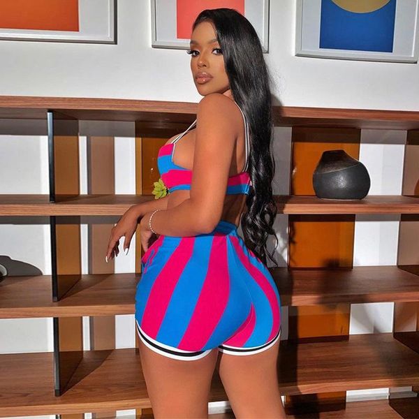 women's tracksuits summer fashion trend striped close-fitting sports casual sling backless two-piece suitshorts women, Gray
women's tracksuits summer fashion trend striped close-fitting sports casual sling backless two-piece suitshorts women, Gray