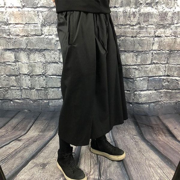 men's pants yamamoto style dark loose wide leg trend brand folding irregular large skirt, Black
men's pants yamamoto style dark loose wide leg trend brand folding irregular large skirt, Black