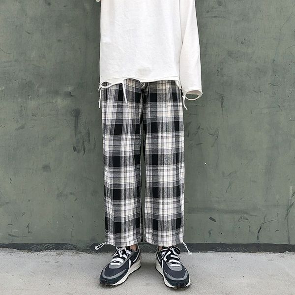 2021 new spring cotton plaid men's fashion retro wide-leg men streetwear loose hip-hop straight casual pants mens trousers hhzy, Black
2021 new spring cotton plaid men's fashion retro wide-leg men streetwear loose hip-hop straight casual pants mens trousers hhzy, Black