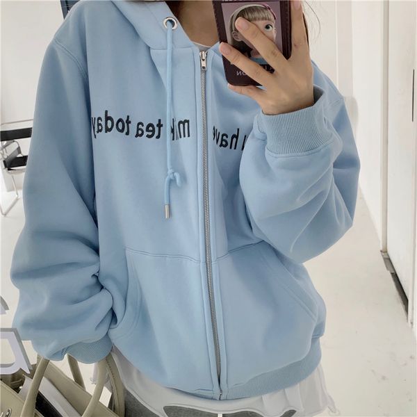2021 new long-sleeved sweatshirt autumn and winter loose mid-length letter embroidery college style zipper hooded hoodie women stlq, Black
2021 new long-sleeved sweatshirt autumn and winter loose mid-length letter embroidery college style zipper hooded hoodie women stlq, Black