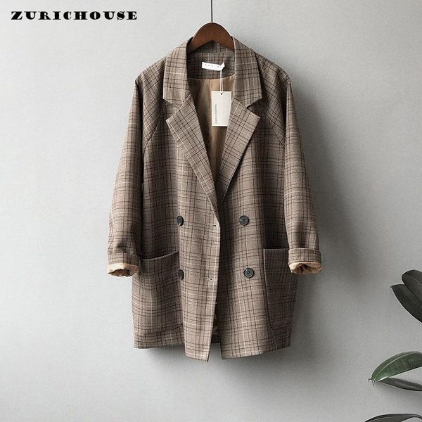 women's suits & blazers zurichouse loose plaid jacket double breasted casual outwear female notched collar suit coat, White;black
women's suits & blazers zurichouse loose plaid jacket double breasted casual outwear female notched collar suit coat, White;black