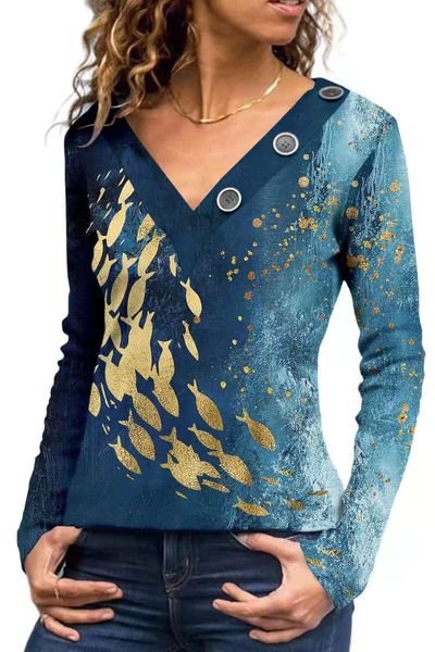 women's t-shirt women fashion autumn 3 button v neck full-length sleeve floral printed slim t shirt casual and bloues 2021, White
women's t-shirt women fashion autumn 3 button v neck full-length sleeve floral printed slim t shirt casual and bloues 2021, White