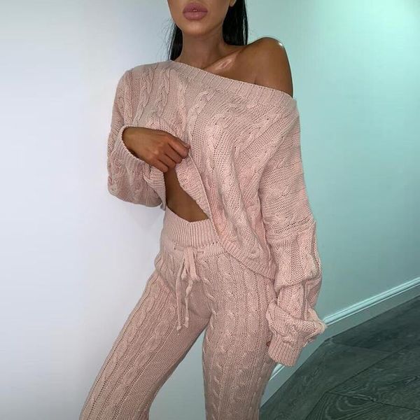 winter round neck woolen trousers long sleeve suit sweater set 2 piece set women, White
winter round neck woolen trousers long sleeve suit sweater set 2 piece set women, White