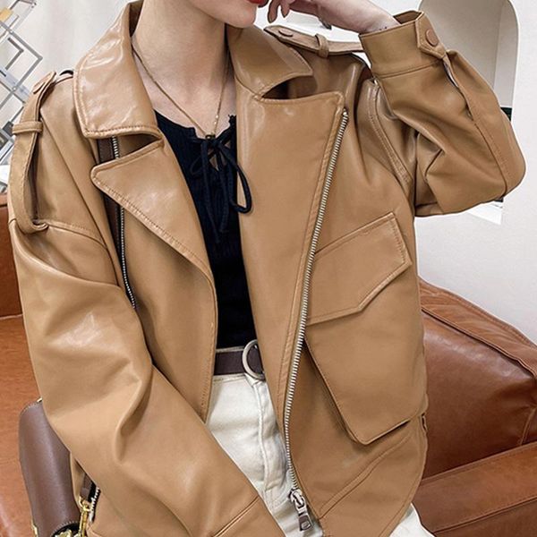 women's leather & faux ailegogo pu jacket women loose poacket casual biker jackets outwear female bf style black coat
women's leather & faux ailegogo pu jacket women loose poacket casual biker jackets outwear female bf style black coat