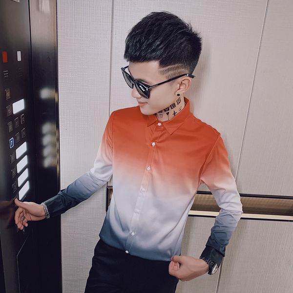 korean mode gradient color long sleeve long-sleeve casual men's simple thin fit streetwear beautiful club tuxedo all game three colors, White;black
korean mode gradient color long sleeve long-sleeve casual men's simple thin fit streetwear beautiful club tuxedo all game three colors, White;black