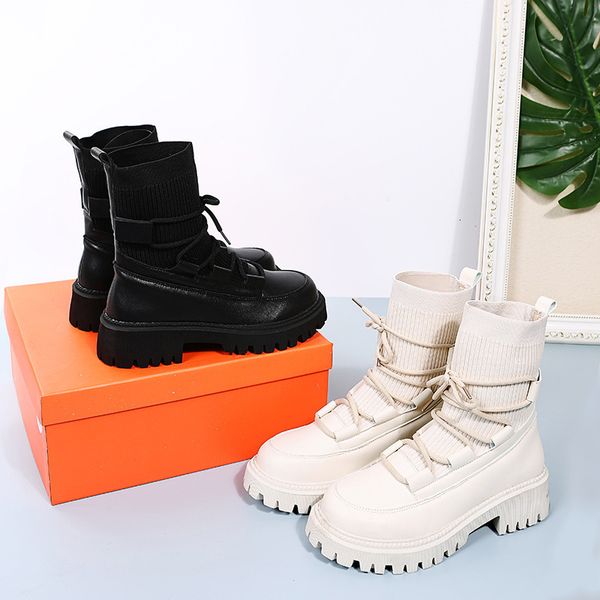 punk lace up socks martin 2021 autumn women's white thick soled middle boots, Black
punk lace up socks martin 2021 autumn women's white thick soled middle boots, Black