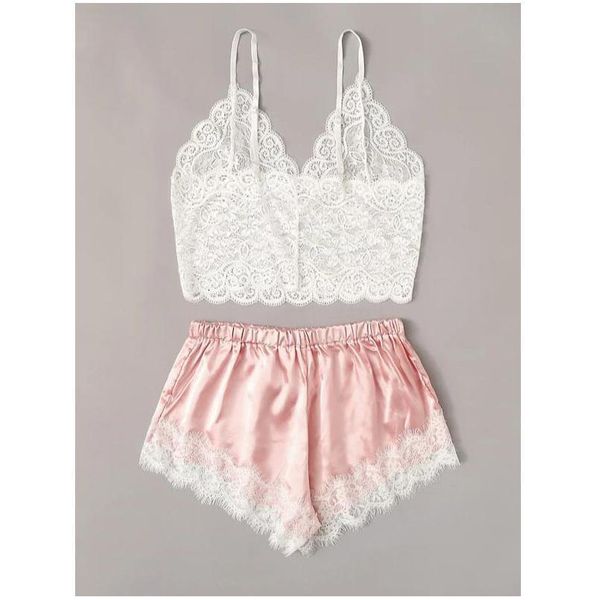 2pcs womens lace pajama set sleeveless crop elastic bowknot shorts ladies two piece set solid color sleepwear summer pajama, Black;red
2pcs womens lace pajama set sleeveless crop elastic bowknot shorts ladies two piece set solid color sleepwear summer pajama, Black;red