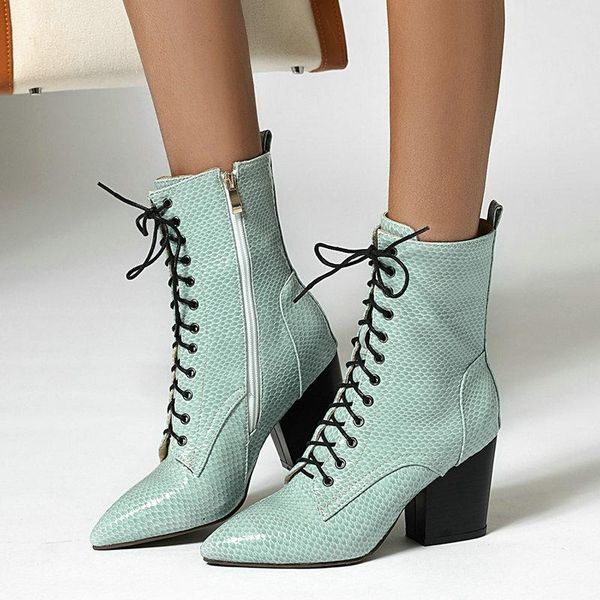 boots handmade women ankle 8cm square heel pointed toe lace up ladies winter calf high short with zipper shoes, Black
boots handmade women ankle 8cm square heel pointed toe lace up ladies winter calf high short with zipper shoes, Black