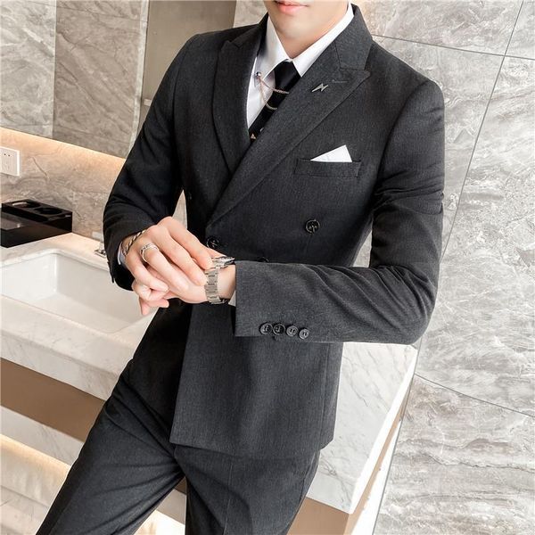 men's suit three piece business professional korean double breasted bridegroom's dress banquet boys' suits & blazers, White;black
men's suit three piece business professional korean double breasted bridegroom's dress banquet boys' suits & blazers, White;black