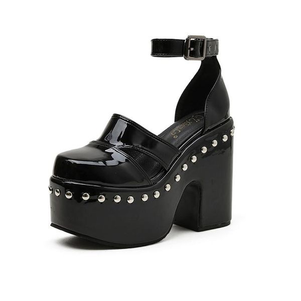 sandals ladies punk shoes woman wedges high heels summer women's platform gladiator women, Black